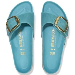 Birkenstock Madrid Big Buckle Turquoise Slides